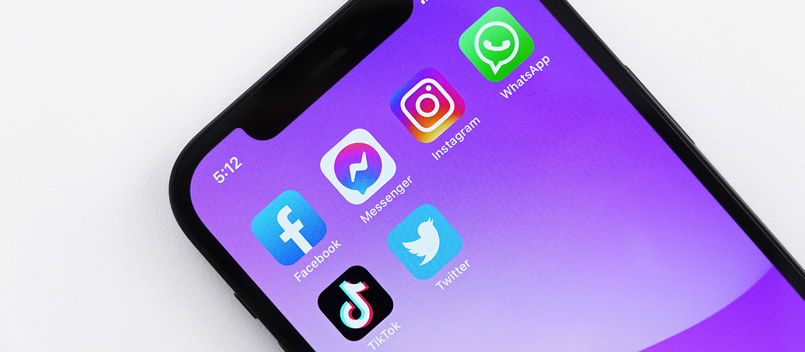 Phone with social media icons open